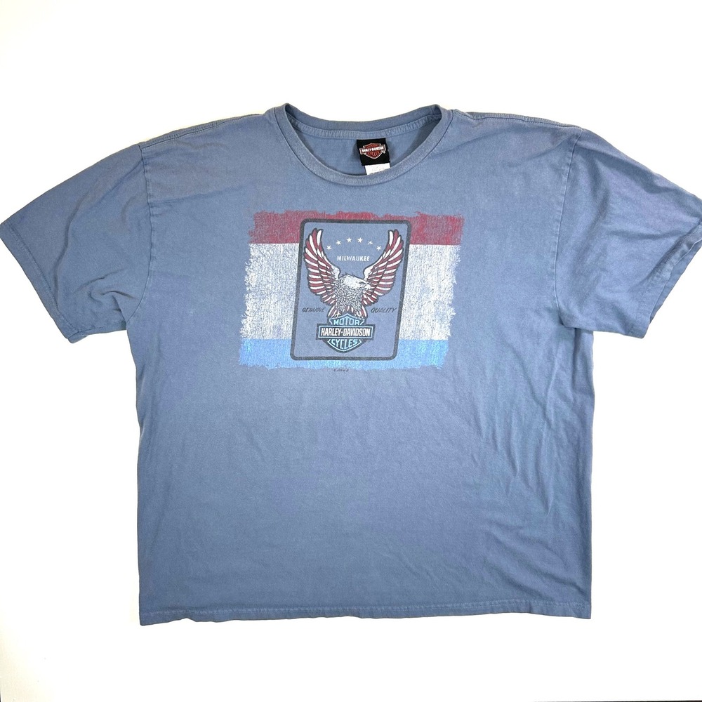 Harley-Davidson‎ Mens 2XL Blue Eagle Graphic T-Shirt Charlotte NC Made in USA